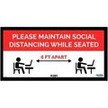 The Magnet Group GEC&#8482; Red Maintain Social Distancing While Seated Sign, 24"W x 12''H, Adhesive CP005819